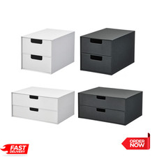 IKEA FJÄDERHARV Chest 2 Drawers Storage Box Desk Organiser White/Anthracite Mini