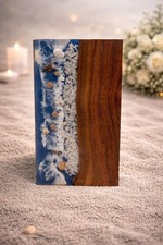Handmade Beach Memorial Urn for Ashes Ocean Resin  Wood Cremation Urn Box