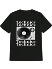 Men's Vintage Turntable Graphic T-Shirt - "Technics" Lettering & DJ-Inspired Des