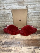 UGG Women's Fluff Yeah Slide Sandals slippers RED Excellent condition 8