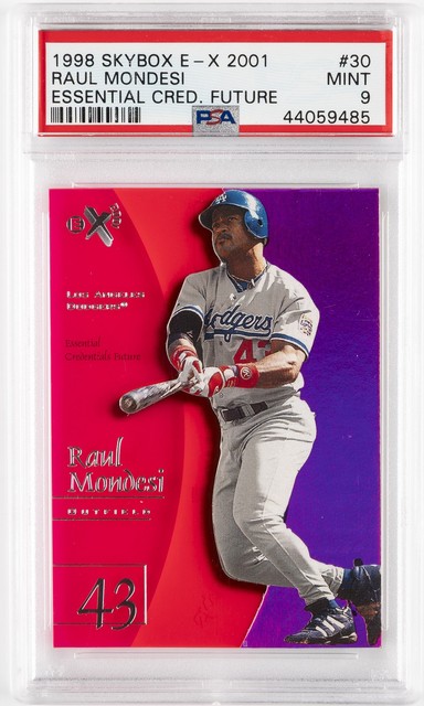 1998 SKYBOX E-X 2001 ESSENTIAL CREDENTIALS FUTURE #30 RAUL MONDESI #/71 PSA 9