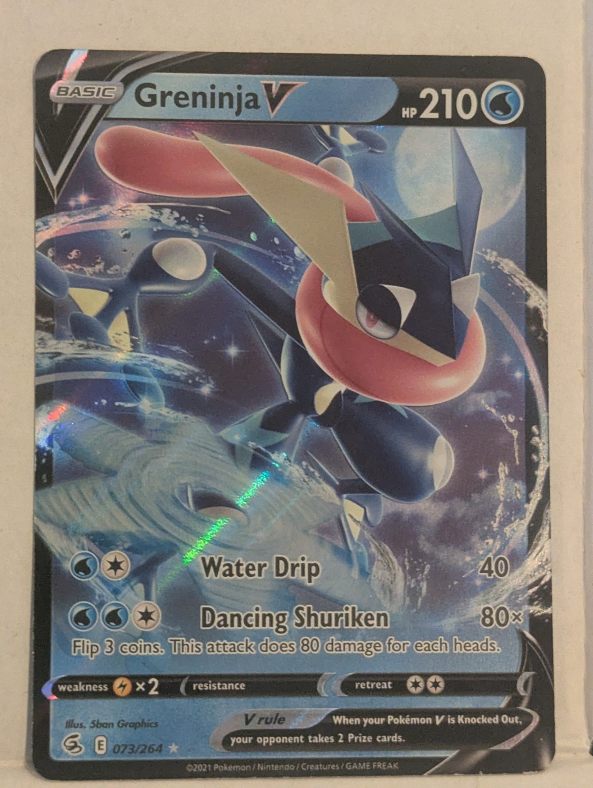 Greninja V 073/264 Fusion Strike Rare Holo V TCG Pokemon Card NM