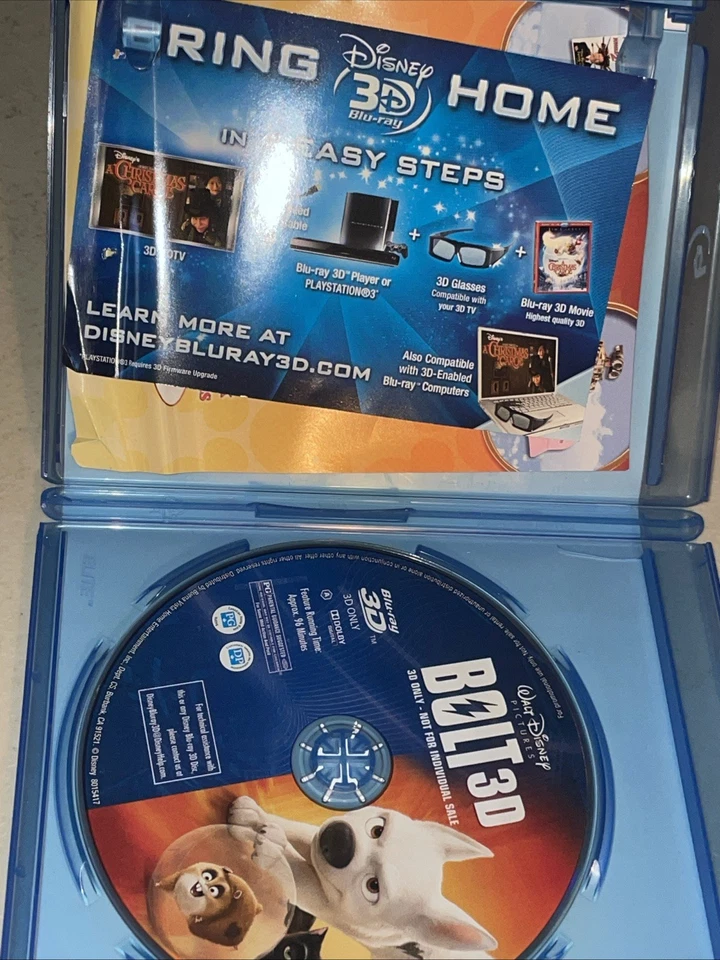 Bolt 3D ONLY Blu-Ray Movie Disney Miley Cyrus John Travolta Adventure Comedy Foto 3 de 3