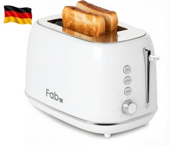 Fab by Kitchen in the box Toaster 2 Scheiben, Retro Toaster aus Edelstahl mit