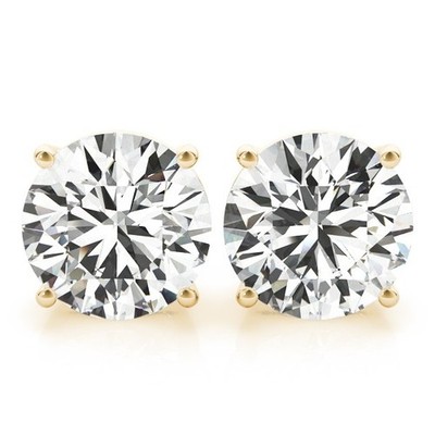 IGI E-F/VS 6 Kt Runde Lab Grown Diamant Ohrringe Echt 14K Gelbgold Schraube