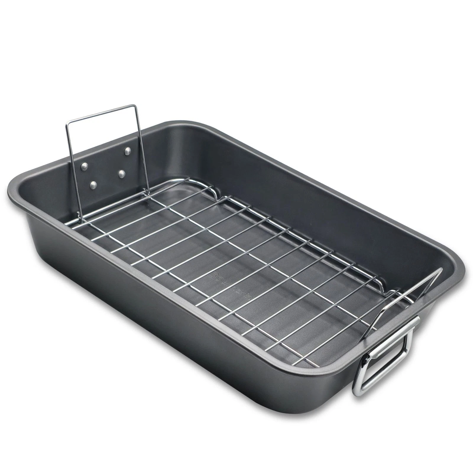 Roasting Pan With Rack 11" x 15" Non Stick Large Roaster Pan and Flat Rack w...