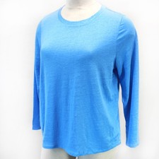 Eileen Fisher Plus Blue 100% Linen Long Sleev...