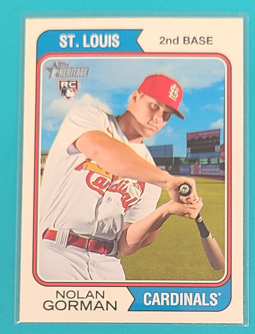2023 Topps Heritage RC #19 Nolan Gorman St. Louis Cardinals BASEBALL Card T7