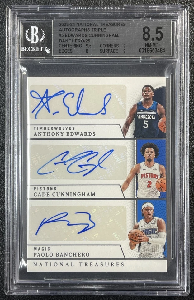 ANTHONY EDWARDS CADE CUNNINGHAM BANCHERO 2023 TESOROS NACIONALES TRIPLE AUTOMÁTICO/25