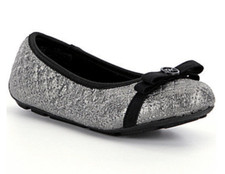 NIB Michael Kors Rover Lauri Pewter Shimmer Saffiano Flats 2 4 5 Silver Ballet