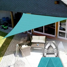 30-48' Turquoise Steel Wire Sun Shade Sail Canopy Triangle Shelter Cover Outdoor