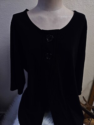 SIZE 18/20 STUDIO 1940 Black 3/4 Sleeve Button Down Blouse INVPV2036