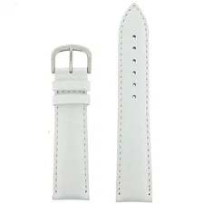 Watch Band White Grey Genuine Leather Padded