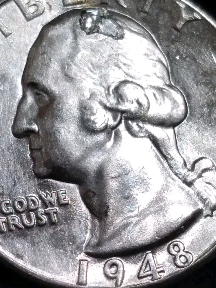 1948! 90% Silver Quarter/Retained Lamination Error/SUPERB BRIGHT GEM/A $teal - Image 3 of 4