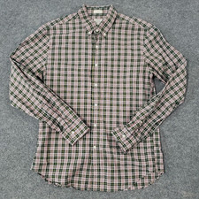 j crew secret wash button down shirt men's large slim fit plaid organic cotton