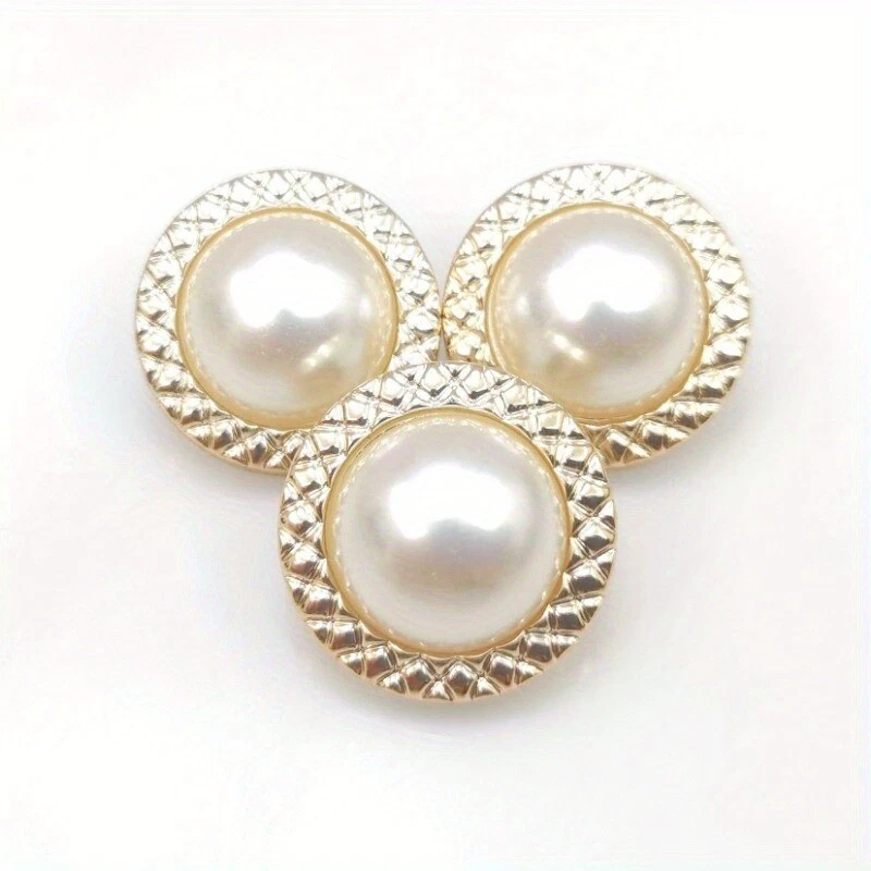 20pcs Faux Pearl Shank Buttons Round Plastic DIY Sewing Elegant 17.5/21/25mm - Image 2 of 4