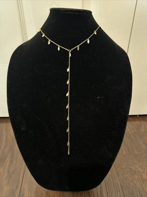 Melrose and Market Gold Y-Drop Necklace Multi Disc Oval  New!
