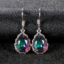 Topaz Drop Earrings for Women Silver Plated Jewelry Earring Pair/set Lab-Created