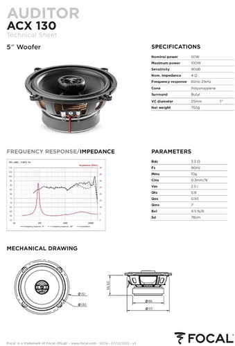 FOCAL AUDITOR ASE165 + ACX130 Sistema Casse 2 vie + coassiali per VOLVO FH4 FH5 - Foto 12 di 15