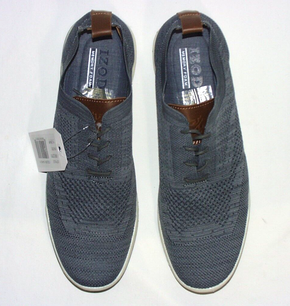 SAOLA IZOD Breeze Casual Oxford tomaia tessile lavorata a maglia grigio uomo USA 12 M nuovo