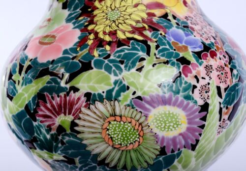 Vase chinois famille rose lys sous glaçure porcelaine fleurie marqué 12" - Photo 2 sur 12