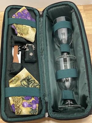 Picnic Time Estate Classic Deluxe Insulated Wine Tote with cups and corkscrew