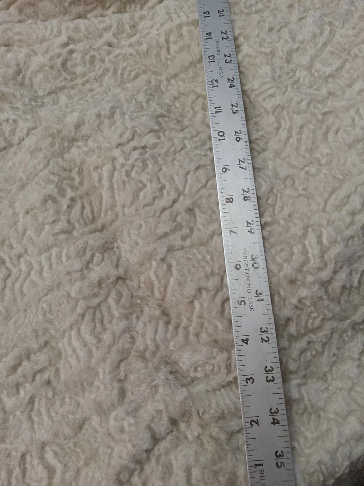 Faux White Sheep Fur Fabric Curly Short Pile 29" L x 58" Wide - Image 3 of 3