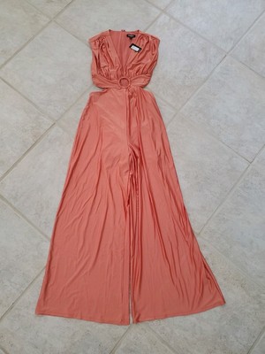 Express Silky One Piece Romper W/ Cut Outs Dressy Small Lt Mango