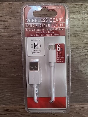 New In Box Wireless Gear Sync And Charge White Cable 6ft G0535