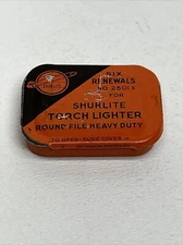 Vintage Shurlite Gas and Torch Lighter Tin With 5 Renewals