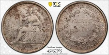 F127 Rare French Indo-China.  1893-A Piastre Lec-273 PCGS Genuine VF Details