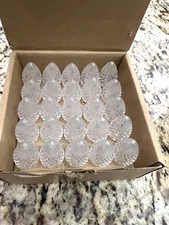 25 Pack C7 Faceted LED Cool White Replacement Light Bulbs for Christmas 0.7W