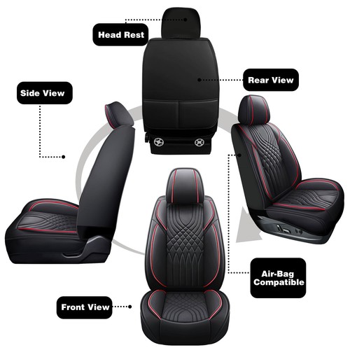 For Dodge Leather Car Seat Covers Protector 5-Seats Full Set Front Rear Cushion - Picture 13 of 26