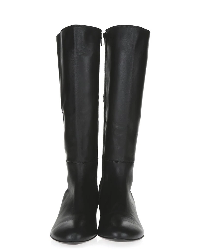 Womens Agl Black Leather Knee High Tall Side Zip Boots Shoes Size 38 M New! - Image 3 of 4