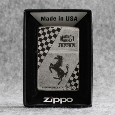 Zippo lighter 121FB Antique Silver Custom Design/ Scuderia Ferrari
