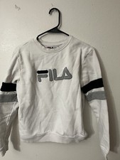 Fila Sweatshirt Size Medium White Pullover Crew Neck Casual Logo Knit