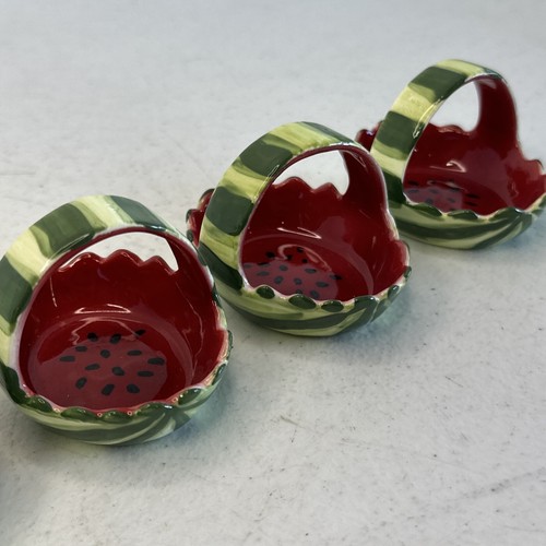 Set of 5 Vintage PIA Bone China Watermelon Napkin Ring Holder 1986 FREE SHIPPING - Picture 3 of 11