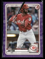 Quin Cotton #'d /250 - 2020 Bowman Draft Purple Prospect #BD-104 Reds