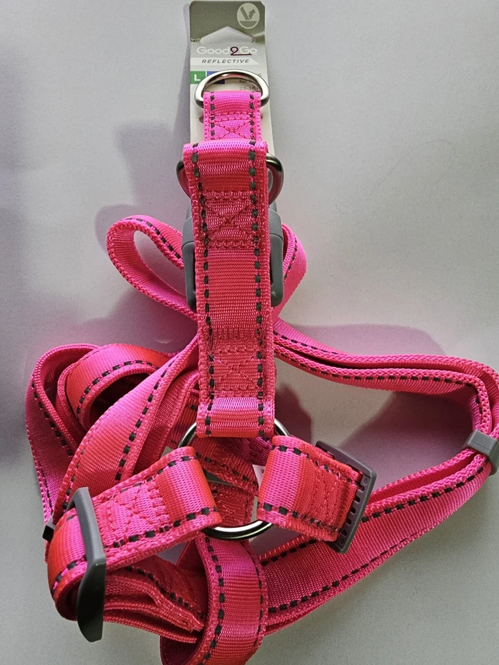 GOOD2GO Pink Adjustable Reflective Dog Harness Large/ Extra Large 23"-38" X 1" - Image 2 of 4