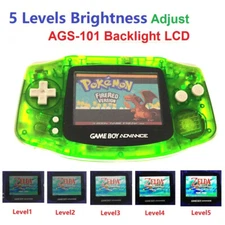 Clear Green AGS-101 Backlight Backlit Screen Game Boy Advance GBA game Console