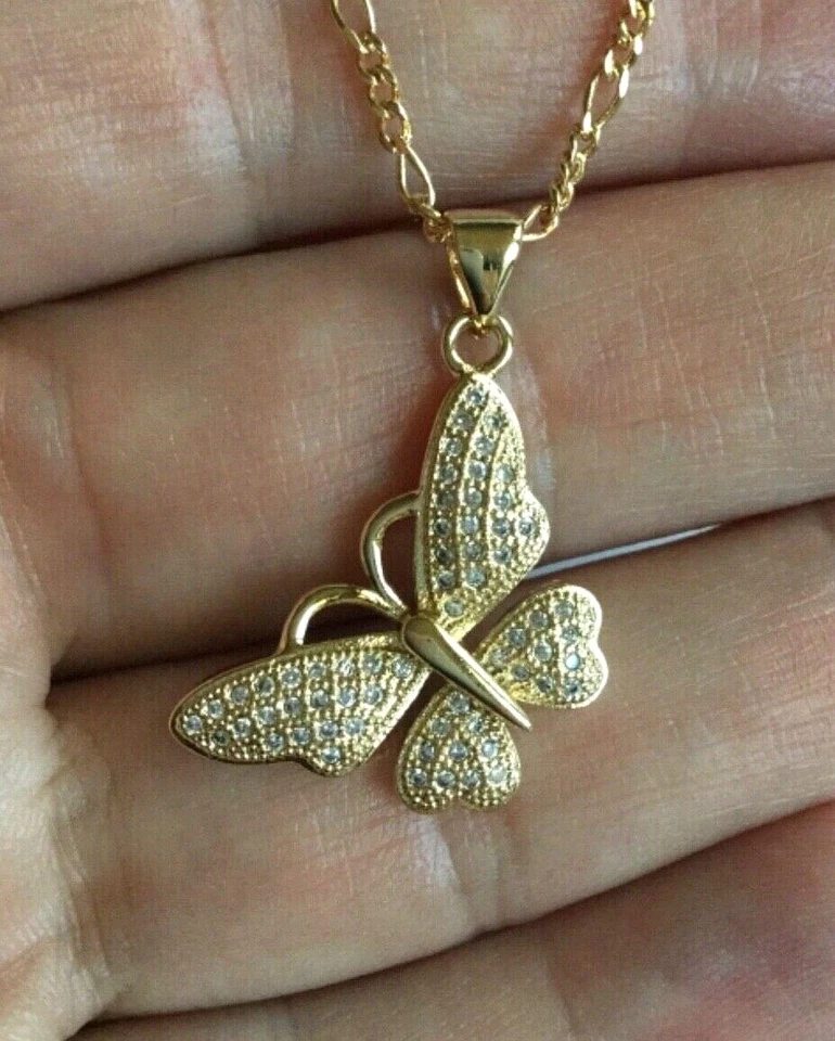 COLLAR MARIPOSA RELLENO ORO 18K 18" LARGO/CADENA DE MARIPOSA 18" LARGO - P39-1 Foto 2 de 4