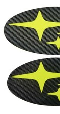 Jdmfv - Acid Green Carbon Fiber Badge Overlays Fr Fits 15-21 Wrx Sti