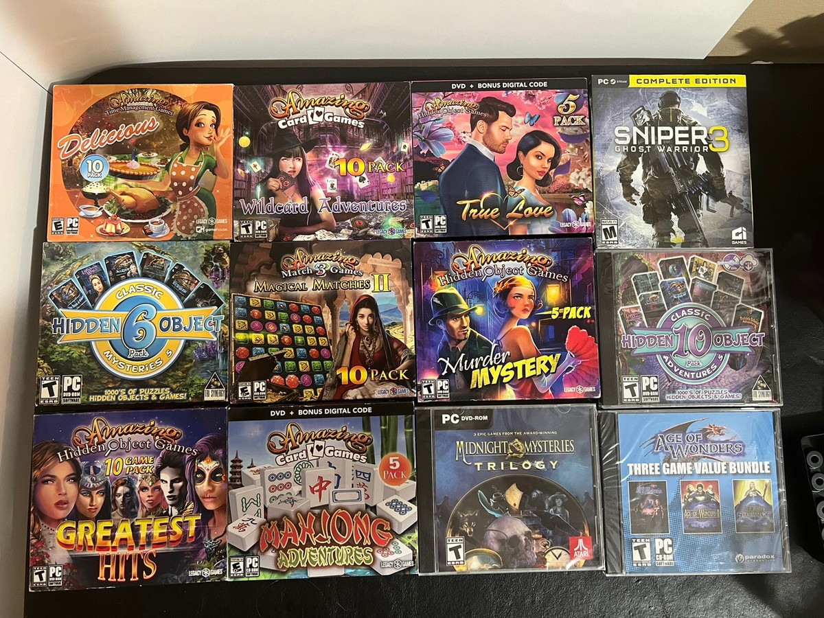 Lot Of 12 Games CD DVD Rom PC Amazing Legacy Games Sniper