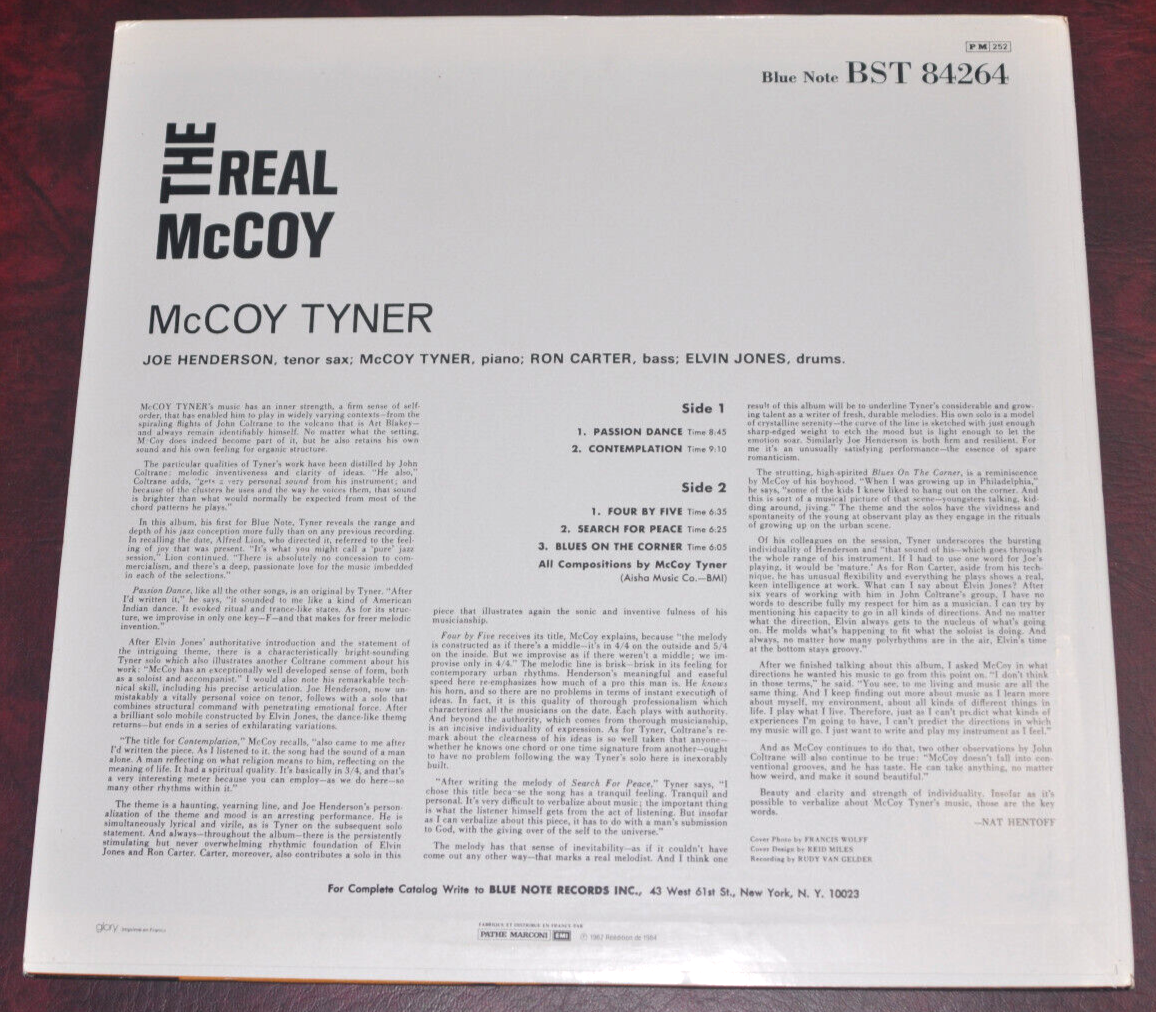 McCoy Tyner - The Real McCoy, Blue Note France 1984 LP, Henderson