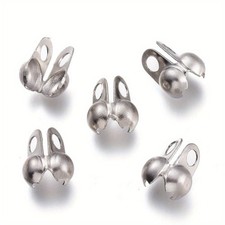 50pcs Tarnish Resistant 304 Stainless Steel Bead Tips Calotte Ends Clamshell