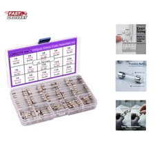 15 Values 250 pcs Fast-Blow Glass Fuses Assortment Kit 6x30mm 250V 1A, 2A, 3A...