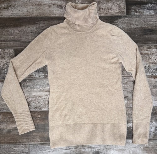 J.Crew italienischer Kaschmir gerippter Rollkragen Pullover beige camel hellbraun Damen Größe S