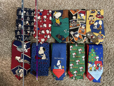 Lot Of 10 Vintage Peanuts Ties-Charlie Brown, Snoopy, Linus  More - FREE SHIP 