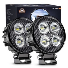 Nilight 2PCS 3" Round LED Pods 1500LM Built-in EMC Work Light 90  Flood Beam