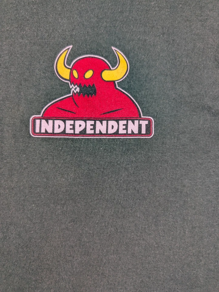 VTG Y2K Independent x Toy Machine Mashup T-Shirt Green Small Skate Classic - Image 3 of 4